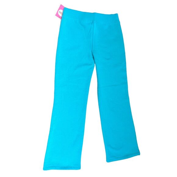New Circo Girls Fleece Straight Pants Small 7/8 Teal Melange Pull-On Tie Waist - Picture 2 of 5